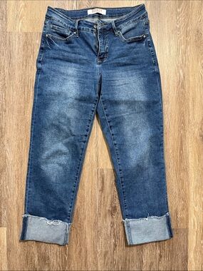 Royalty For Me Dark Wash Cropped Cuffed Skinny Jeans Size 10